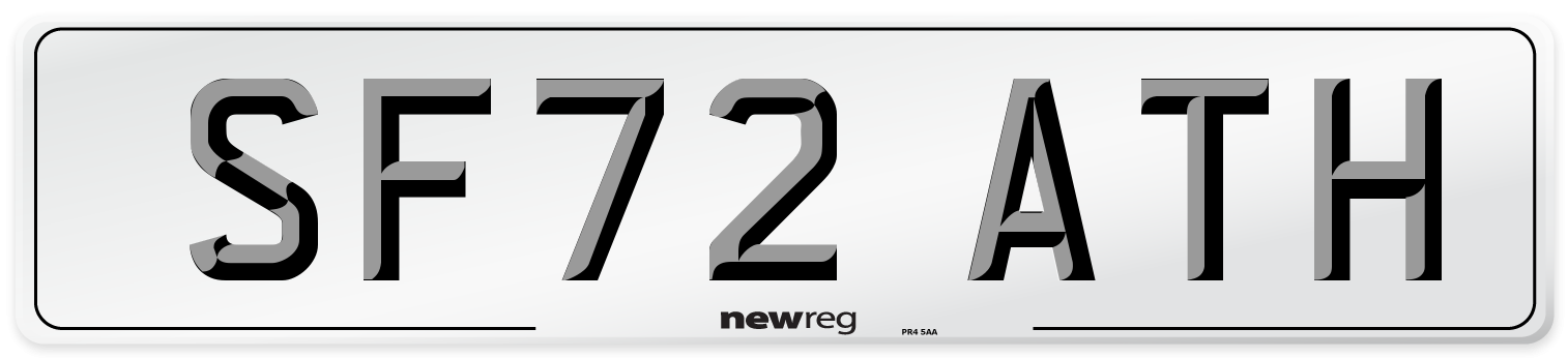 SF72 ATH Number Plate from New Reg